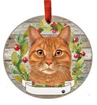 Orange Tabby Ornament - E&S Pets - DIY Personalizable - Cat Gifts - Ceramic Round Ornament with Glazed Finish - X-mas Decoration - Christmas Ornaments Craft Gifts - Ornaments for Pet Lovers