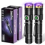 DARKDAWN UV Flashlight Blacklight 395nm USB Rechargeable, Woods Lamp Ultraviolet Black Light LED Powerful Portable Mini Focus Adjustable Detector for Pet Urine, Stains, Scorpions, Resin Curing, 2-Pack