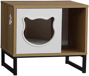 Critter Sitters 2.15 Sq. Ft. Wood/Neutral Particle Board Indoor Cat Bed and Side Table with Hidden Litter Box