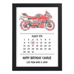 PERSONALISED Motorbike Biker, Bike Birthday Gift for Dad, Daddy, Men, Boyfriend, Grandad - ANY Birthday Date 18th, 21st, 30th, 40th, 50th Birthday Gifts for Him - A5, A4 Prints and Frames