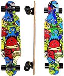 31" Longboard 7 Layers Skateboard Pro Complete Cruiser for Cruising, Carving, Free-Style and Downhill with T-Tool (Little Monster)