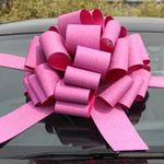 Hampabox MEGA GIANT CAR BOW (40cm diameter) + 6 METRES of RIBBON for Cars, Bikes, Big Birthday GLITTER PINK/PURPLE