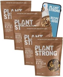 PLANTSTRONG Classic Oatmeal Raisin Cookie Granola – New & Improved Crunch, Whole Grain Oil-Free Granola with Raisins, Sweetened Only with Dates, Made from Whole Plants (4-Pack (9 oz Bags)) + Recipe Guide