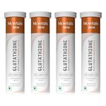 hk vitals Glutathione (Orange, 15 Effervescent Tablets) | L-Glutathione Tablets with Vitamin C & E | For Skin Glow & Hydration (Pack of 4)