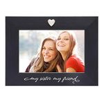 MIMOSA MOMENTS Silver Heart Black Picture Frame for 4x6 photo (My sister my friend)