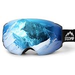 STOMP Ski Goggles PRO - Frameless, Interchangeable Lens 100% UV400 Protection Snow Goggles for Men & Women (Lens Ice Blue VLT 15%)