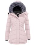 ZSHOW Women's Long Puffy Coat Warm Windproof Winter Coat Faux Fur Hooded Parka(Light Pink,Large)