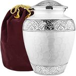 Trupoint Memorials Cremation Urns for Human Ashes - Decorative Urns, Urns for Human Ashes Female & Male, Urns for Ashes Adult Female, Funeral Urns - White, Large