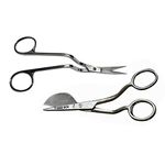 6 inch Stainless Steel Applique Duckbill Scissors Blade with Offset Handle & 6 inch Machine Embroidery Double Curved Scissors Bundle