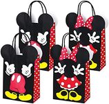 MOAXMOA 12 Pack Mickey Minnie Party Favor Goodie Treat Candy Gift Paper Bags for Kids Birthday Themed Party Supplies with handle