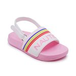 Nautica Kids Toddler Athletic Slide Pool Sandal |Boys - Girls| Toddler- Little Kid-Gaff Toddler-White Neon Rainbow-12
