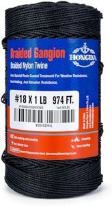 HONGDA Braided Gangion Braided Nylon Twine, 974 Feet #18 Bank Line, Black Tarred String 1.5mm for Gardening, Construction, Gear Tying, Jungle Survival