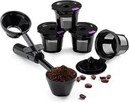 4 Pcs Reusable K Cup with 1 Tbsp Coffee Scoop for Keuring 2.0 and 1.0 Brewers Coffee K-Cup Mini Empty Coffee Capsule Filter Pod Capsule Machine(Middle（Coffee Spoon）)