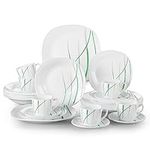 VEWEET 'Avivaglas' Dinnerware Set 30-Piece Dinner Set Opal Dishes Sets 11" Dinner Plate, 9" Soup Plate, 8" Dessert Plate, 220ml Cup, 5.5" Saucer Break and Crack Resistant Dish Sets, Service for 6