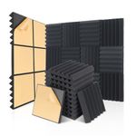 AUSLET Sound Proof Panels with Self-Adhesive, 12" X 12" X 2" Wedge Acoustic Foam 36 Pack High Density Soundproof Wall Panels Sound Absorbing Panel Studio Foam for Home Office