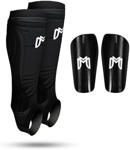 MediCaptain Soccer Shin Guard Sleeves with Padded Protection, Leg Guard for Adult and Teen Soccer Players, Compression Leg Sleeve for Soccer, Comes with Shin Guards, Shin Defender (Black, Adult Large)