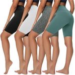 Sundwudu 4 Pack Biker Shorts for Women - 3‘’5”/8” High Waist Tummy Control Summer Workout Shorts for Running Yoga Athletic