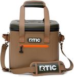 RTIC Soft Cooler 12 Can, Insulated Bag Portable Ice Chest Box for Lunch, Beach, Drink, Beverage, Travel, Camping, Picnic, Car, Trips, Floating Cooler Leak-Proof with Zipper, Tan