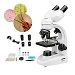 Svbony SV605 Binocular Compound Microscope, 80x-1600x Magnification Microscope with Dual LED Illumination Mechanical Stage, Biological Binocular Microscope for School Laboratory Home Education