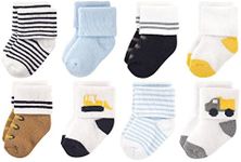 Luvable Friends Unisex Baby Newborn and Baby Terry Socks, Bulldozer, 0-6 Months