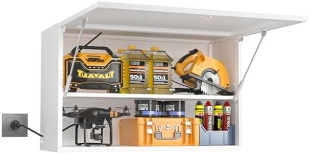Metal Garage Wall Cabinet, Wall Storage Cabinet with Locking Door and Adjustable Shelf, Lockable Steel Wall Mounted Shop Cabinets, 20"H Upper White Garage Storage Tool Cabinets for Workshop, Basement