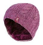 HEAT HOLDERS - Womens Thermal Fleece Lined Cable Knit Winter Beanie Hat 3.4 tog (One Size, Rose)