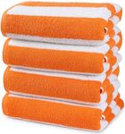 Utopia Towels Large Beach Towel - Pool Towel in Cabana Stripe - 4-Pack - 100% Cotton - Easy Care - Maximum Softness and Absorbency - (30 x 60 Inches) - Orange