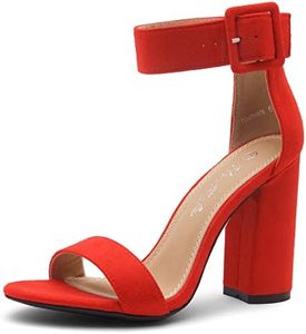 Herstyle Womens Rumors High Heels Open Toe Chunky Block Heeled Sandals Dressy Ankle Strappy Heels for Prom Wedding Office Party, 1901red, 8.5