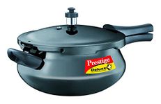 Prestige Deluxe Plus Junior Induction Base Hard Anodized Aluminium Outer Lid Pressure Handi, 4.8 Litres, Black, 4.8 Liter