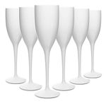 RBDRINKS RB White Champagne Flutes Plastic Prosecco Flutes Wine Glasses Premium Unbreakable Reusable 15cl, Set of 6