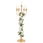 Inweder Gold Wedding Candelabra Tall - 50" Antique Floor Candelabra, Metal 5 Arm Candelabra, Spiral Candelabra Candle Holder, Candle Opera Centerpieces for Events, Party, Ceremony, Wedding Aisle, Home