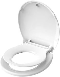 Aünsffer Toddler Toilet Seat with Potty Training Seat Round 16.5inch, 2 in 1 Toilet Seat for Family Built-in Baby Seat Removable, Soft Close + Easy Clean, PP Safe Material, White