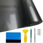 Arespark 6D Carbon Fiber Vinyl Self Adhesive Film, Waterproof Wrap Roll Without Bubble, Adapted to The Appearance and The Interior of Motorcycles, Computers, Cars (6D Black with Tool, 30cm x 150cm)