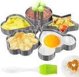 Egg Ring Molds for Cooking - 5Pcs Stainless Steel Ring Mold Egg Rings for Griddle - Heart, Flower, Star Egg Round Ring Set Mickey Mouse Kitchen Accessories Breakfast Kit Egg Molds Heart Pancake Mold