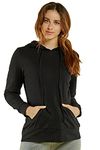 Sofra Women's Thin Cotton Pullover Hoodie Sweater, Black, Large