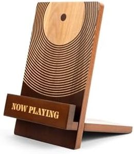 Now Playing Vinyl Record Stand: Classic Wood Now Playing Record Holder Stand - Vinyl Now Playing Sign to hold your Albums - Vinyl Accessories for LP enthusiasts - Now Spinning Vinyl Record Stand