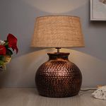 Homesake Table Lamp Antique Home Decor with Shade, Side Table Lamp, Table Lamp for Bedroom Decoration Items, Night Lamp for Bedroom Table, Balcony/Room Decoration Items Outdoor- Pot Pack of 1