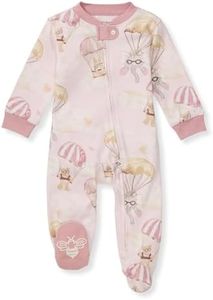 Burt's Bees Baby Girls Footed One-piece Pajamas, Sleep and Play Loose Fit, 100% Organic Cotton, Sizes NB to 6-9 Months