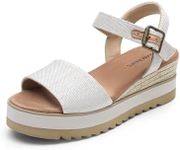 DREAM PAIRS Women's Open Toe Buckle Ankle Strap Espadrille Platform Wedge Sandals,Size 11,Natural-Canvas,DWUMPS2504