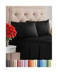 King Size 4 Piece Sheet Set - Comfy Breathable & Cooling Sheets - Hotel Luxury Bed Sheets for Women & Men - Deep Pockets, Easy-Fit, Extra Soft & Wrinkle Free Sheets - Black Oeko-Tex Bed Sheet Set