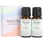 Nikura Tea Tree (Australian) Essential Oil - 20ml (2 x 10ml) | 100% Pure Natural Oils | Perfect for Skin, Aromatherapy, Diffusers, Humidifier | Great for Self Care, Massage, Hair | Vegan & UK Made