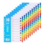 XHDA 1-10 Part Dividers A4, 10Pack Plastic A4 File Dividers for Ring Binders, A4 Folder Dividers for Lever Arch Files