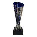 Express Medals Trophy Cup - Silver Blue Star Trophy with Marble Base for Sport Tournaments, Competitions, Recognition or Award, 9 Inches Tall x 3 Inches Wide at The top.