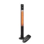 Blumfeldt Heat Guru Plus - electric patio heater, outdoor heater, infrared patio heater, 2000W, 60 ° Oscillation, Timer, Carbon Heating Element, 3 Heat Settings, Remote, Stainless Steel Base, Black
