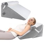 3Pcs Orthopedic Bed Wedge Pillow Set for Sleeping, Folding Foam Triangle Pillow with Headrest for Leg Elevation, Sleep Apnea, Acid Reflux, Snoring, Adjustable Incline Cushion with Washable Cover