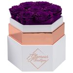 GLAMOUR BOUTIQUE 7-Piece Forever Purple Rose Box - Preserved Roses in a Box, Immortal Roses in a Box That Last A Year - Eternal Rose Preserved Flowers for Delivery Prime Mothers & Valentines Day Gift