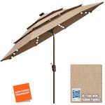 EliteShade USA 10-Year-Non-Fading Solar 9ft 3 Tiers Market Umbrella with 80 LED Lights Patio Umbrellas Outdoor Table with Ventilation,Heather Beige