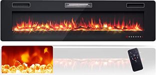 Tangkula 68 Inches Recessed Electric Fireplace, in-Wall & Wall Mounted Electric Heater with Adjustable Flame Color & Speed, Remote Control, Touch Screen, 750-1500W (68 Inches)