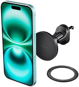 iOttie iTap 3 Magnetic Air Vent Car Mount Phone Holder with Magnetic Ring Adapter. Compatible with MagSafe, iPhone, and Android Smartphones