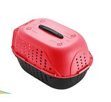 Royale Cat Pet Travel Carrier Dog Cat Rabbit Basket Plastic Handle Hinged Door Folding Collapsible Transport Box Crate Cage for Puppy Cats, Dimensions : 48 x 32 x 30 cm - Red